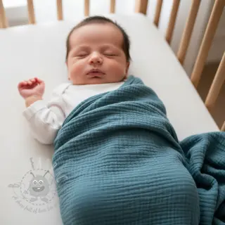 Dubbelgasväv/muslin indigo ORGANIC