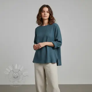 Dubbelgasväv/muslin indigo ORGANIC