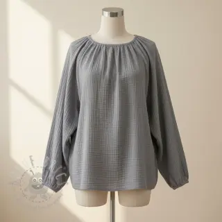 Dubbelgasväv/muslin grey ORGANIC