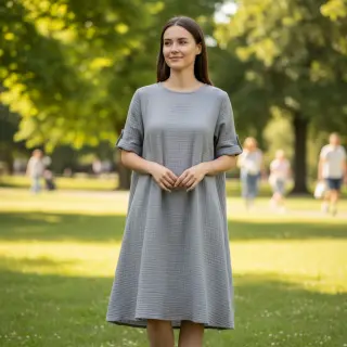 Dvojitá gázovina/mušelín grey ORGANIC