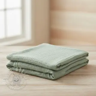 Dubbelgasväv/muslin dark mint ORGANIC