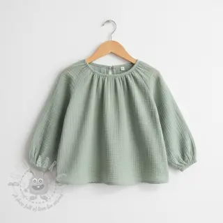 Dubbelgasväv/muslin dark mint ORGANIC