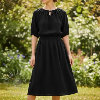 Dubbelgasväv/muslin black ORGANIC
