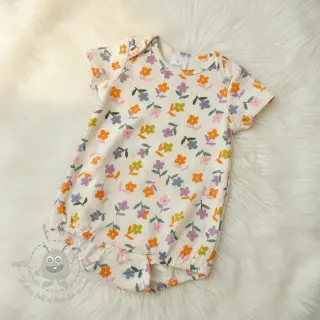 Dubbelgasväv/muslin Retro flowie ecru