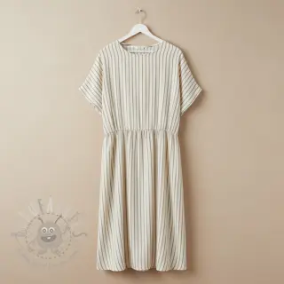Dubbelgasväv/muslin YARN DYED Thin strip beige