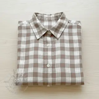 Dubbelgasväv/muslin Double sided CHECKS MINI sand
