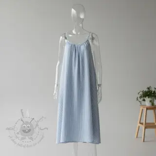 Dubbelgasväv/muslin YARN DYED Stripes light blue