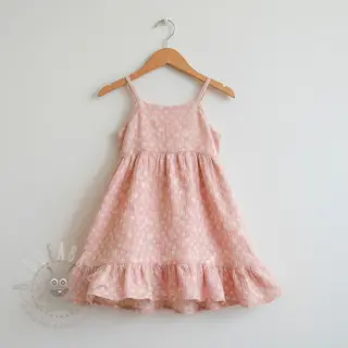 Dubbelgasväv/muslin JACQUARD Dots pink