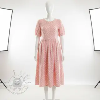 Dubbelgasväv/muslin JACQUARD Dots pink