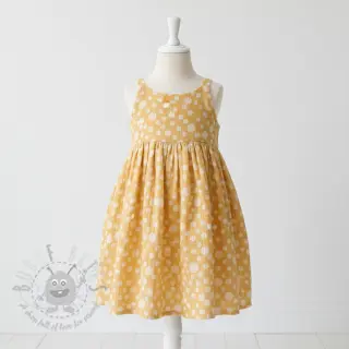 Dubbelgasväv/muslin JACQUARD Dots dark yellow