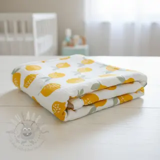 Dubbelgasväv/muslin Lemons white
