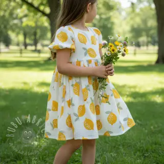 Dubbelgasväv/muslin Lemons white