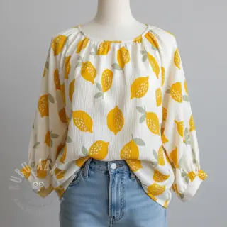 Dubbelgasväv/muslin Lemons white