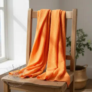 Dubbelgasväv/muslin NEON ORANGE ORGANIC