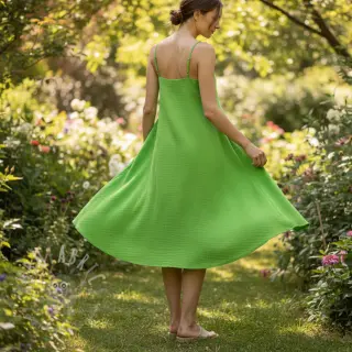 Dubbelgasväv/muslin NEON LIME ORGANIC