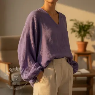 Dubbelgasväv/muslin lavender ORGANIC