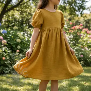 Dubbelgasväv/muslin gold ORGANIC