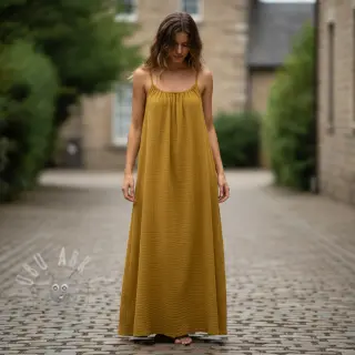 Dubbelgasväv/muslin gold ORGANIC