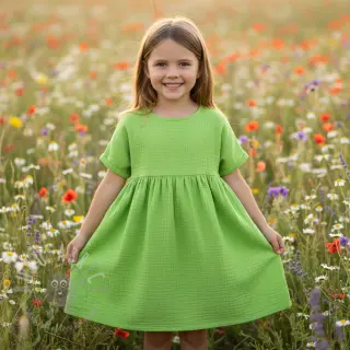 Dubbelgasväv/muslin neon lime