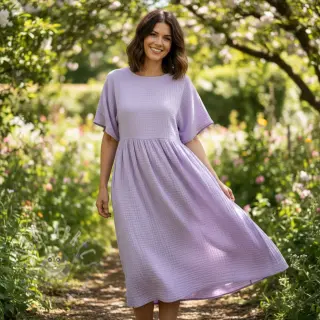 Dubbelgasväv/muslin bright violet