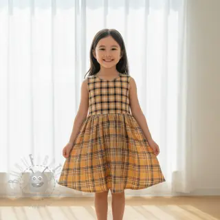 Dubbelgasväv/muslin Double sided CHECKS multicolour brown