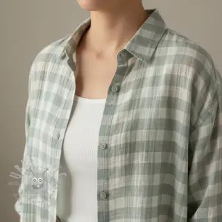 Dubbelgasväv/muslin Double sided CHECKS MINI nile