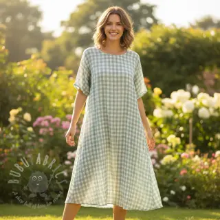 Dubbelgasväv/muslin Double sided CHECKS MINI nile