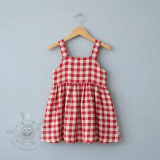 Dubbelgasväv/muslin Double sided CHECKS MINI red