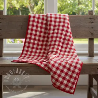 Dubbelgasväv/muslin Double sided CHECKS MINI red