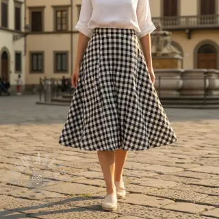 Dubbelgasväv/muslin Double sided CHECKS MINI black