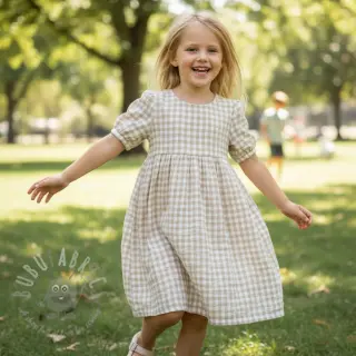 Dubbelgasväv/muslin Double sided CHECKS MINI beige