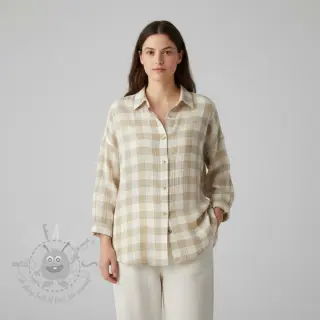 Dubbelgasväv/muslin Double sided CHECKS MINI beige