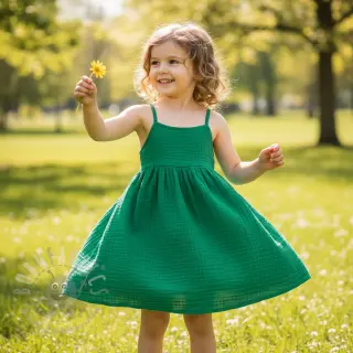 Dubbelgasväv/muslin hunter green