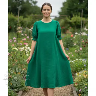 Dubbelgasväv/muslin hunter green