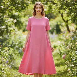 Dubbelgasväv/muslin pink ORGANIC