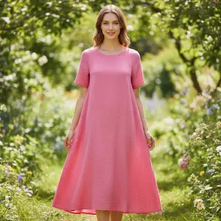 Dvojitá gázovina/mušelín pink ORGANIC