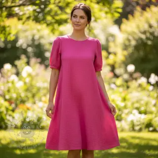 Dubbelgasväv/muslin fuchsia