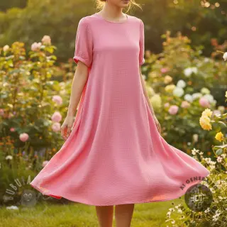 Dubbelgasväv/muslin pink
