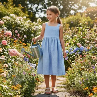 Dubbelgasväv/muslin blue heaven ORGANIC