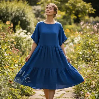 Dubbelgasväv/muslin cobalt