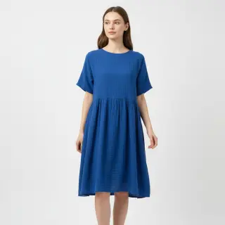 Dvojitá gázovina/mušelín cobalt ORGANIC