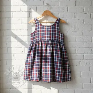 Dubbelgasväv/muslin Double sided Checks navy