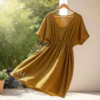 Dubbelgasväv/muslin ochre
