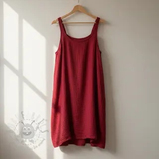 Dubbelgasväv/muslin red ORGANIC