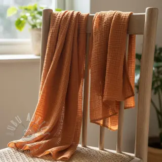 Dubbelgasväv/muslin brique ORGANIC