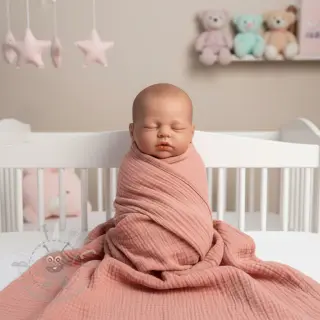 Dubbelgasväv/muslin soft rose ORGANIC