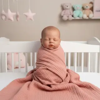 Dvojitá gázovina/mušelín soft rose ORGANIC