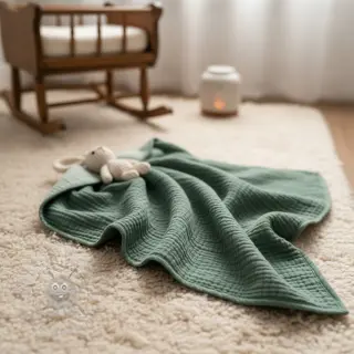 Dubbelgasväv/muslin green ORGANIC