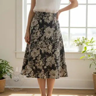 Bomullstyg JEANS EMBROIDERY Bouquet black