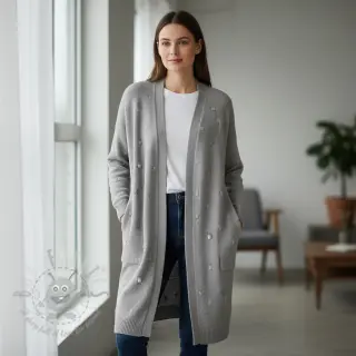 Tröjtrikå BIG KNIT DOT grey